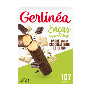 Barres encas saveur chocolat noir et blanc