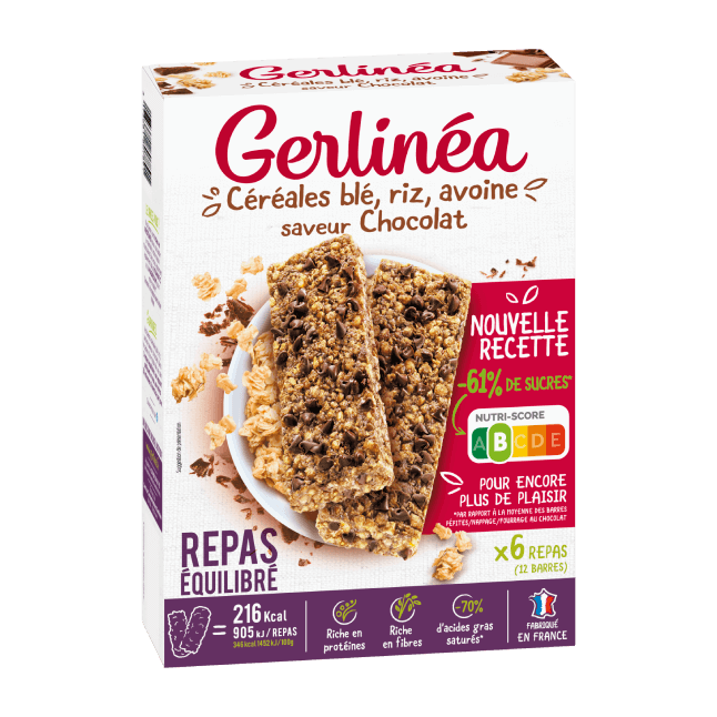 Gerlinéa Gerlinea Barre repas Curry blé complet 240g - chocolatiz